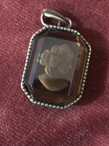 Vintage amber glass faceted - amber,