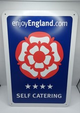 Original unused "Enjoy England" 4 Star SELF CATERING Metal Wall Sign