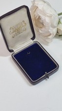 Vintage Antique Leather Jewellery Box A.C.Bance Ealing London Blue Velvet