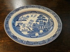 Wedgwood Willow Pattern Blue & White Oval Meat Plate Platter 32x26cm