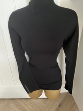 Karen Millen Black Knit Logo Zip Sleeves Jumper KM 4 - U.K. 14
