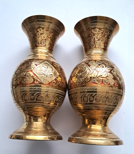 Vintage indian brass vases - indian,