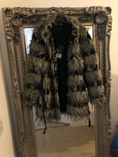 Womens Philosophy Blues Original Grey & Black Faux Fur Coat Size EU 36 UK 8