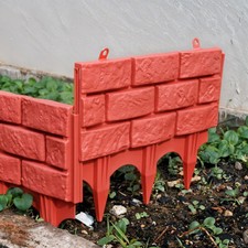 4x Brick Terracotta Effect Garden Lawn Edging Border Bordering Separator Plastic