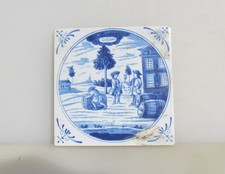 Antique Delft Holland Style Tile Floral Floral Classic Old Vintage 5.1/8"W