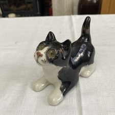 Winstanley Cats - Black & White Cat Size 1 - Signed - Glass Eyes - British Made