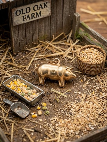 Vintage 9ct gold pig - pig, /