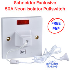 SCHNEIDER Double Pole 50A Pull Cord Switch Isolator Shower GSWPULL50N #1020
