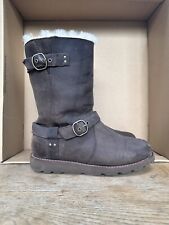 UGG®️ Australia Noira Brown Leather Sheepskin Boots UK4.5
