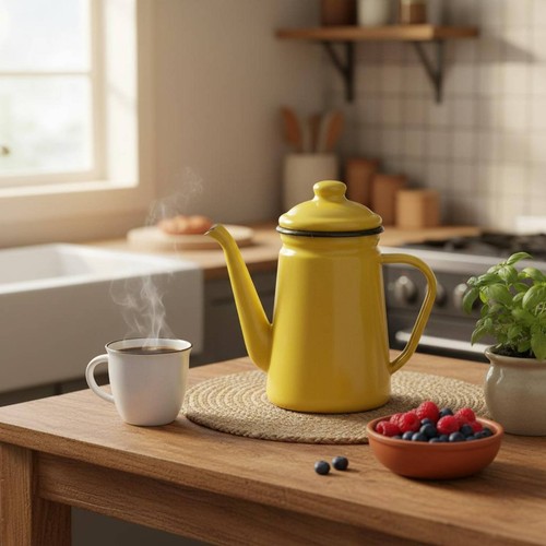 Enamel coffee pot thickened - enamel,