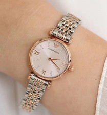 EMPORIO ARMANI WOMENS WATCH AR11223 STAINLESS STEEL TWO TONE STRAP GOLD DIAL UK