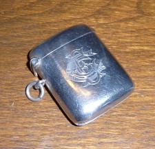 Antique Solid Silver Vesta Case by William Neale & Son, assayed Birmingham 1906