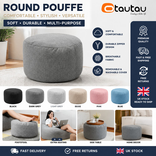 Round stool linen bean - round,