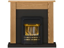 Adam Southwold Fireplace Suite in Oak and Black with Helios Electric Fire in ...