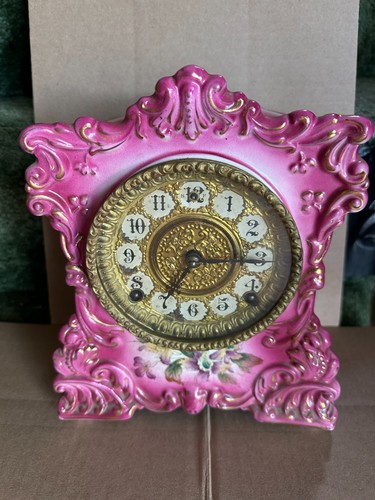 Antique porcelain mantel clock - porcelain,