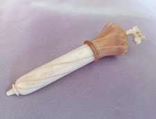 Miniature Parasol Umbrella Sewing Needle Case Bovine Bone Tagua Nut + Needles