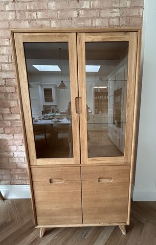 Solid oak display cabinet - solid,