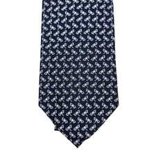 Salvatore Ferragamo Mens 100% Silk Dragonfly Print Navy Tie