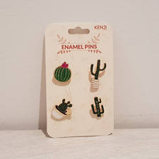 Cactus Cacti Enamel 4Pcs Pins Badges Cartoon Cute Kawaii Kenji FREE UK Shipping