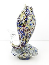 Vintage Multi-Coloured Murano End Of Day Glass Upright Fish Ashtray 21.5 cm H