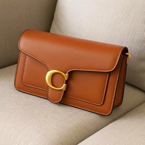 Tan leather flap shoulder bag - tan,