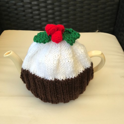 Hand knitted christmas pudding - knitted,