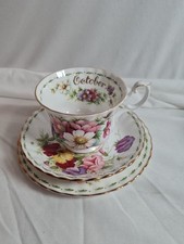 Royal Albert “October” 3 Piece Flower Of The Month Tea Cup And Saucer COSMOS