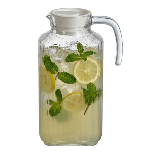 Glass pitcher with plastic lid - pitcher,