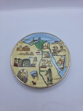 Egypt Souvenir Decorative Plate  Map of Egypt & Pharaoh Design Vintage Egyptian