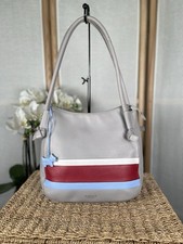 Radley grey leather stiped handbag hobo bag