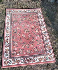 Pink floral floor rug 120x182