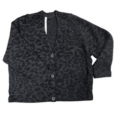 Lululemon Wool-Blend Jacquard Cardigan L Leopard Grey Black LW3HMSS Women’s-EUC!