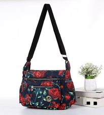 LADIES GIRLS CRINKLE NYLON CROSSBODY BAG - LIGHTWEIGHT SHOULDER & MESSENGER BAG