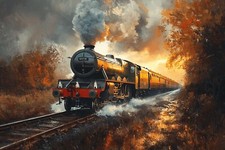 Steam train canvas - train, picture