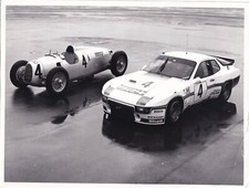 PORSCHE 924, CAR NO.4 RACING CAR, NEXT TO AUTO UNION, CAR No.4, PHOTOGRAPH.
