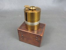 Antique brass circular surveyors cross sight staff pantometer in wooden box