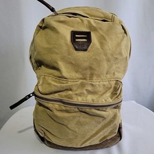 Vintage Abercrombie & Fitch Backpack Tan And Brown Canvas Leather Rare 