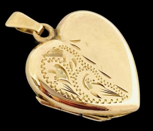 Vintage 9ct gold heart locket - gold,