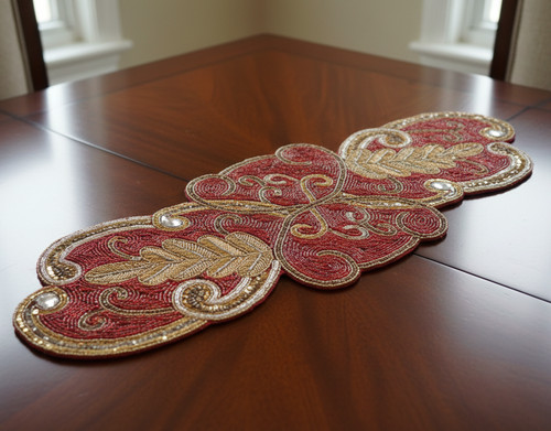 Designer beaded table runner - designer,