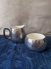 Fantastic Royal Winton Grimwades Milk Jug and Sugar Bowl Hammered Silver Set