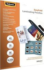 Fellowes Admire A3 Laminating Pouches 80Mic EasyFold 25pk 5602001 NEW