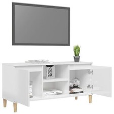itzcominghome Gloss White TV Unit Wooden TV Stand Shelves Storage Cabinet 103cm