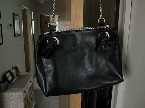 Black leather bag - black,