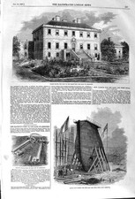 Old Antique Print 1857 Haddo House Earl Aberdeen Caisson Ship India Dock 19th