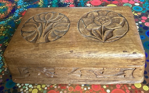 Vintage sandalwood carved box - sandalwood,