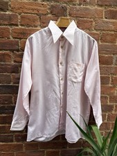 Vintage 70s Permafitt Pale Pink Dagger Collar Shirt Pit to Pit 25"