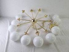 M&S Home 10 Light Opal Globe Ceiling Light White Antique Brass PAT TESTED NEW F2
