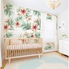 Hawaii Flowers Non-Woven wallpaper Watercolor wall mural Leaves Traditional