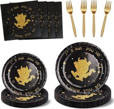 I Love You Tableware Black