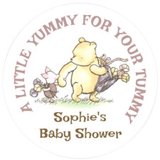 48 Personalised Baby Shower and Christening Baptism Party Bag Stickers  40mm